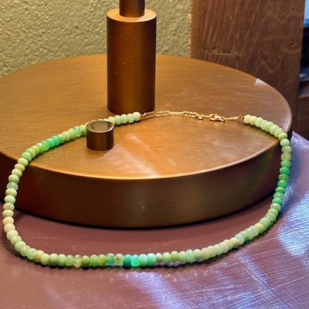 Monica Vinader ~ Hope Chrysoprase Beaded Gemstone Necklace ~  adjustable